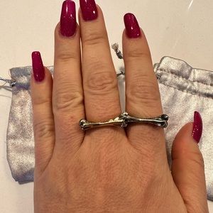 Low Luv x Erin Wasson Gold & Silver Bone Stacking Rings Sz 8